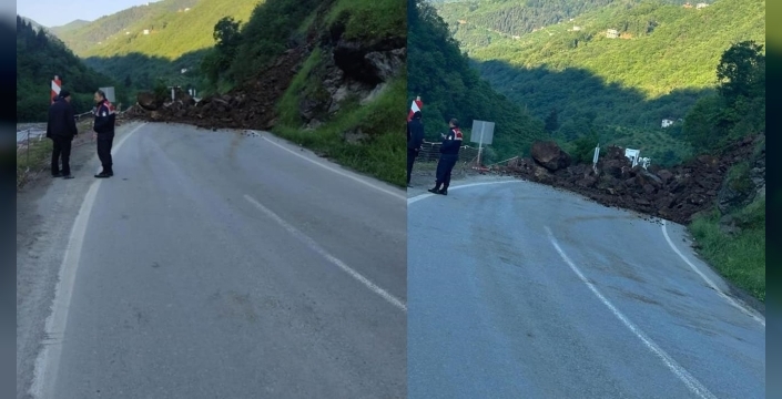 Trabzon-Bayburt karayolu heyelan nedeniyle ulaşıma kapandı